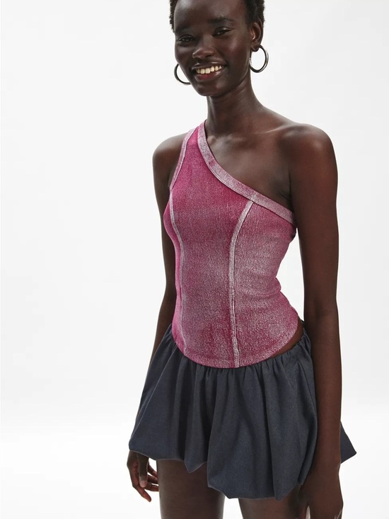Urban Outfitters Tops - URBAN OUTFITTERS Silence & Noise Kesha Foil Ribbed Knit One Shoulder Top